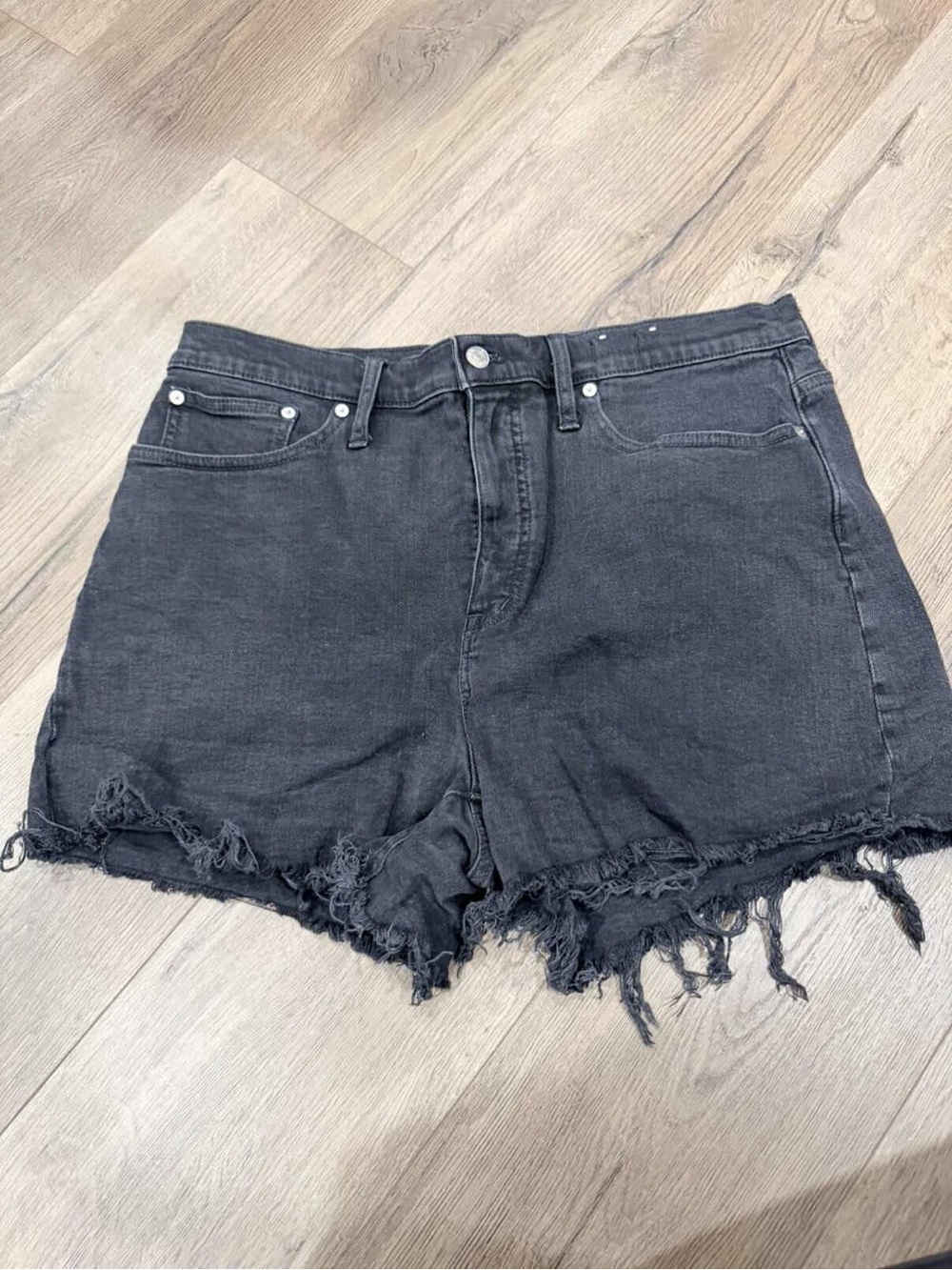 Madewell Black Frayed Hem Women's Denim Shorts